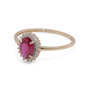 GEMOLIO Ruby/Diamond/Gold 14kt Gold Lab Grown Ruby And Diamond Ring